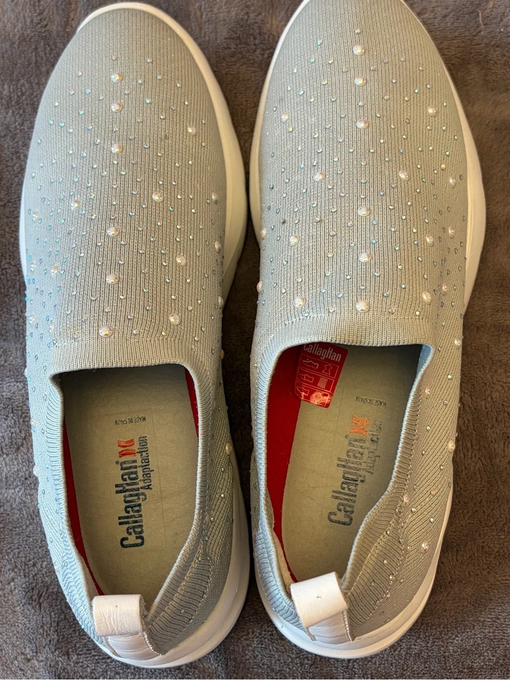 Knit Slip-On Sneakers with Pearl & Crystal Accents - Light Green - Picture 7 of 7
